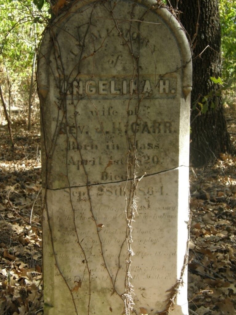 Headstone of Angelina Carr Bloomfield Seminary Cemetery