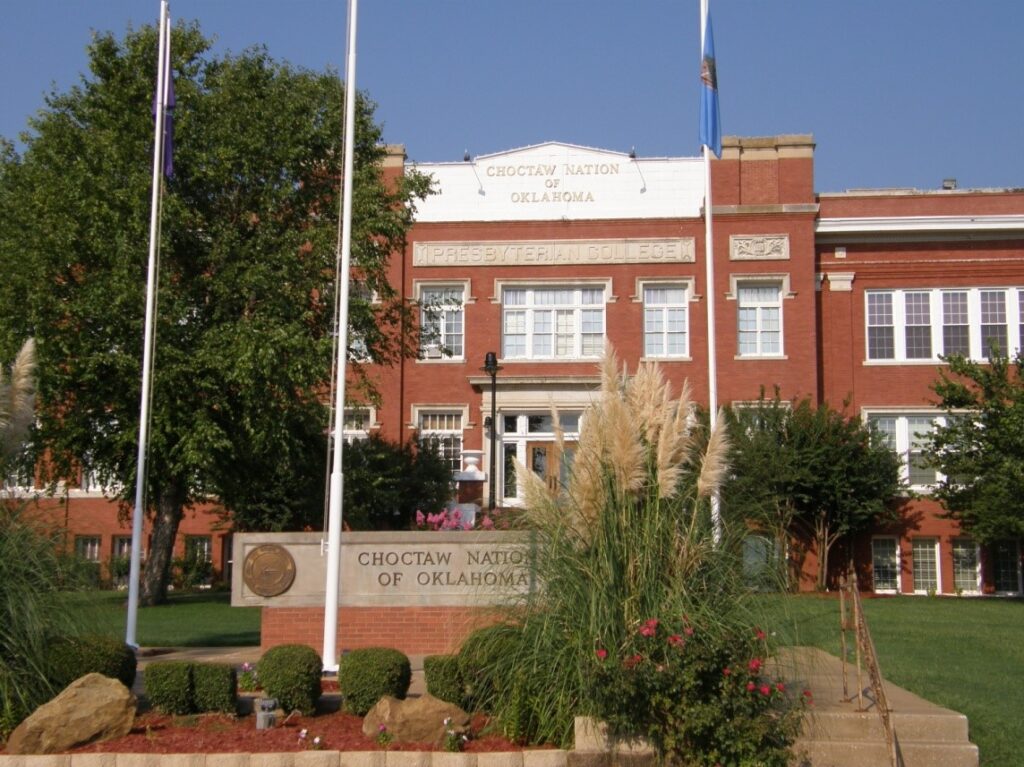 Photo of the Oklahoma Presbyterian College. Most recently used as the headquarters for the Choctaw Nation of Oklahoma.