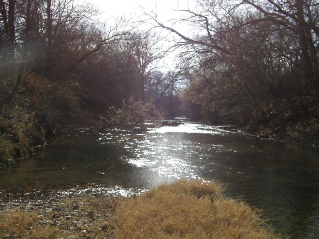 Photo of Blue River taken near site of Nail's Crossing.