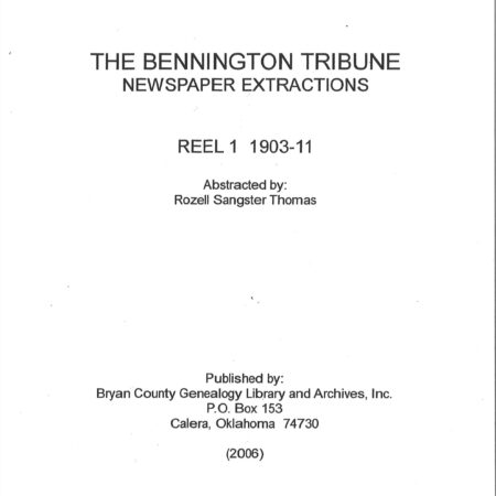 NEWSPAPER EXTRACTIONS-The Bennington Tribune, Nov.16, 1903-Dec. 31, 1911