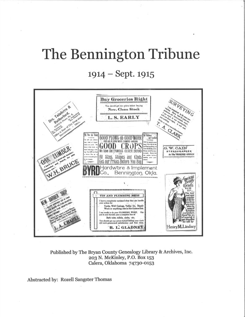 NEWSPAPER EXTRACTIONS-The Bennington Tribune 1914-1915