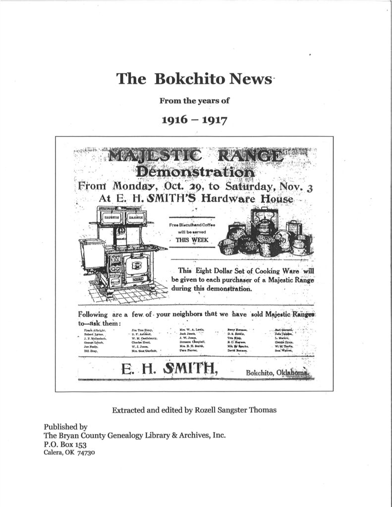NEWSPAPER EXTRACTIONS-The Bokchito News, 1916-1917, 201 pages