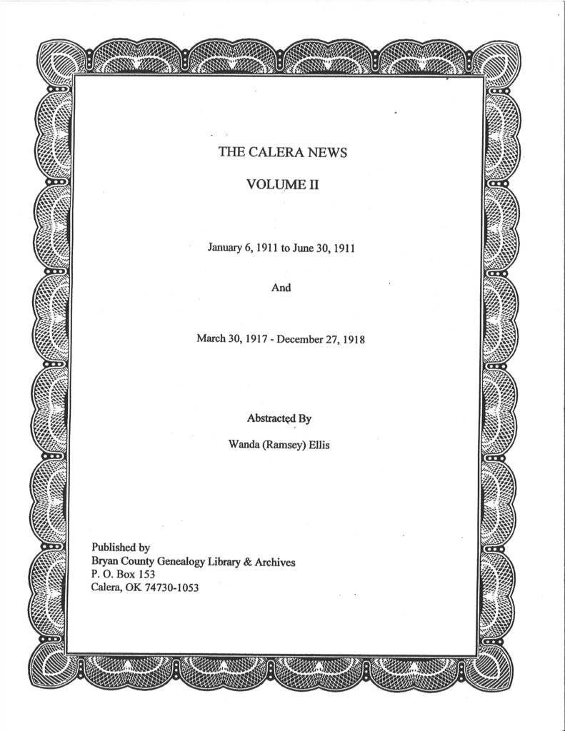 NEWSPAPER EXTRACTIONS-Calera Newspapers, 1911-1918