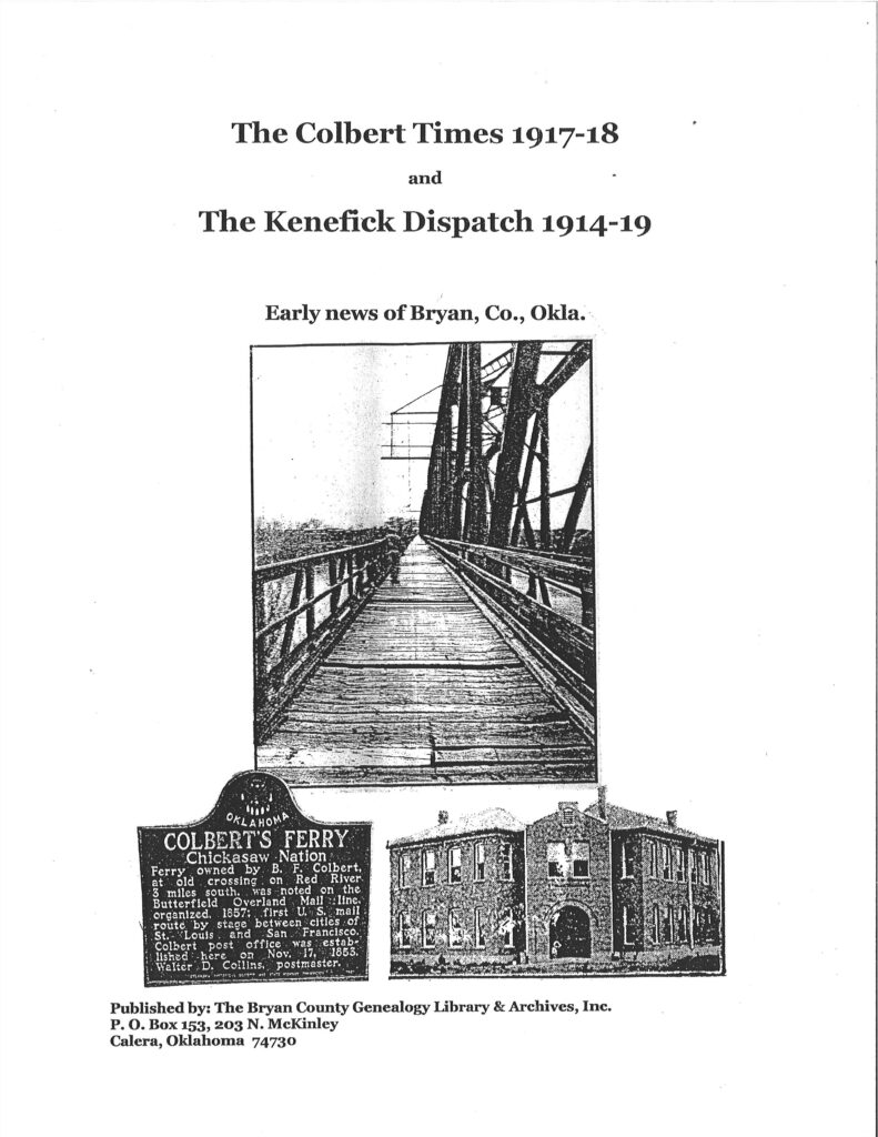NEWSPAPER EXTRACTIONS-The Colbert Times 1917-18 and The Kenefick Dispatch 1914-19