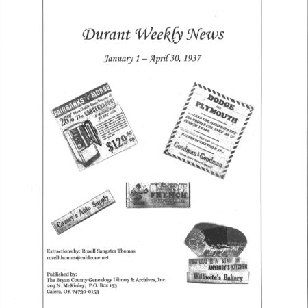 NEWSPAPER EXTRACTIONS-Durant Weekly News, Jan. 1 - April 30, 1937