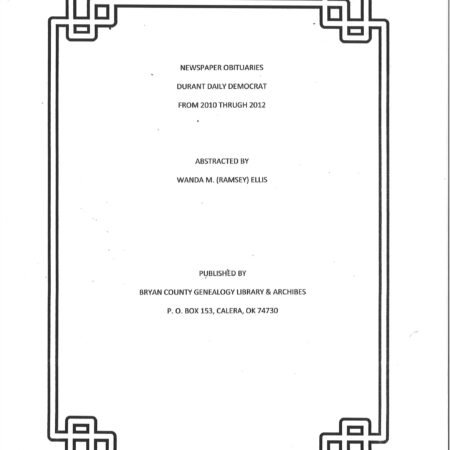 Bryan County, Index of Probate, Statehood to 1928