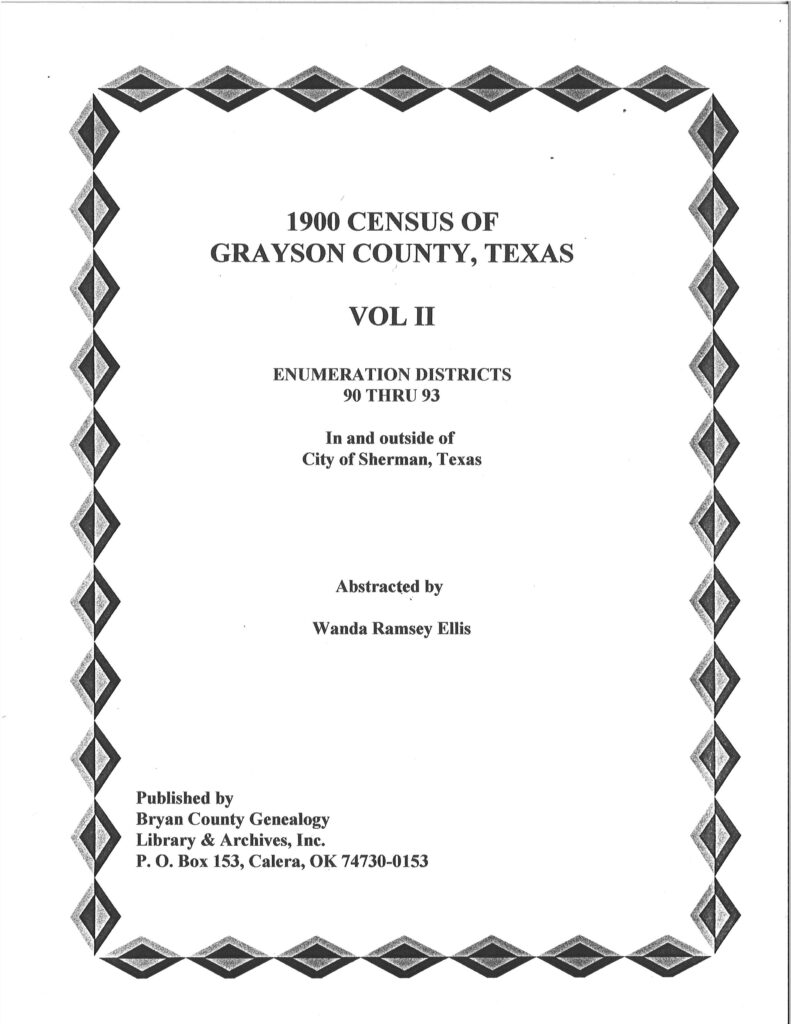 Grayson County Texas-1900 US Federal Census Records-Vol. 2, Sherman, ED 90-93