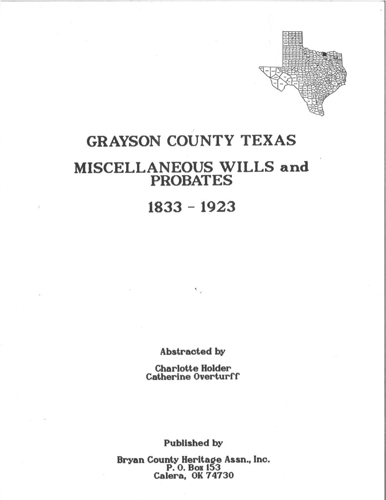 Grayson County Texas-Miscellaneous Wills & Probate