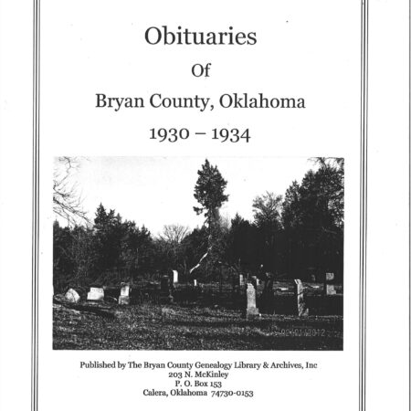 Obituaries of Bryan Co. 1930 - 1934