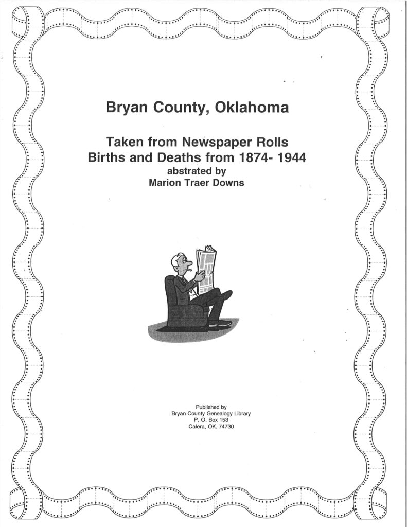 BIRTH & DEATHS BRYAN COUNTY, OKLA  (from Newspapers)