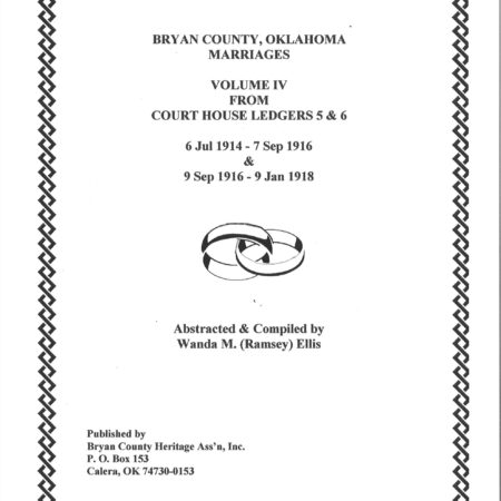 MARRIAGE RECORDS, BRYAN COUNTY OKLA, Vol. 4