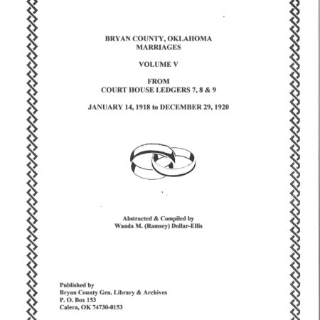 MARRIAGE RECORDS, BRYAN COUNTY OKLA, Vol. 3