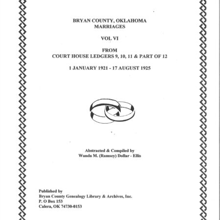 MARRIAGE RECORDS, BRYAN COUNTY OKLA, Vol. 5