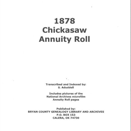 1878 Chickasaw Annuity Roll, 162 pages