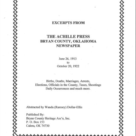 NEWSPAPER EXTRACTIONS-The Achille Press, June 26, 1913-Oct. 20, 1922
