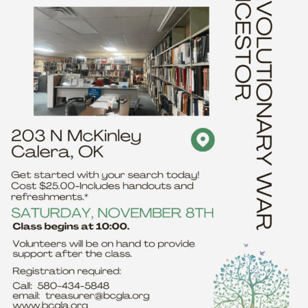 Genealogy Class Flyer-Finding Your American Revolutionary War Ancestor